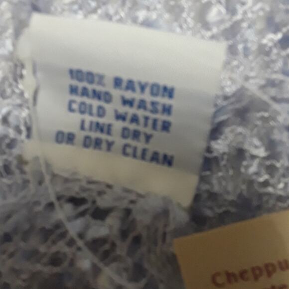 NWT Cheppu Himal Made in Napal Blue Ice Fringe Silver Metallic Threads Scarf - Picture 8 of 8